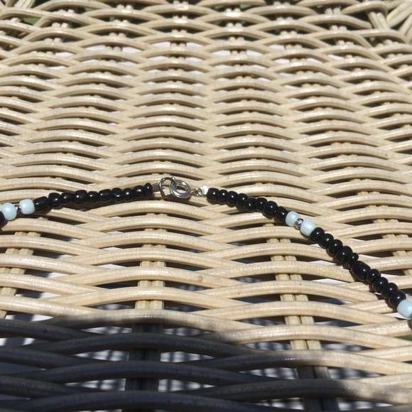 VSCO Black Glass Bead Volcanic Ash Necklace/Choker - Picture 4 of 6